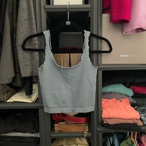 Light blue ribbed cropped tank from boutique